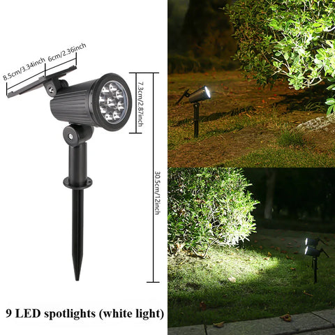 9 LED Solar Spotlights | Outdoor Waterproof Lighting