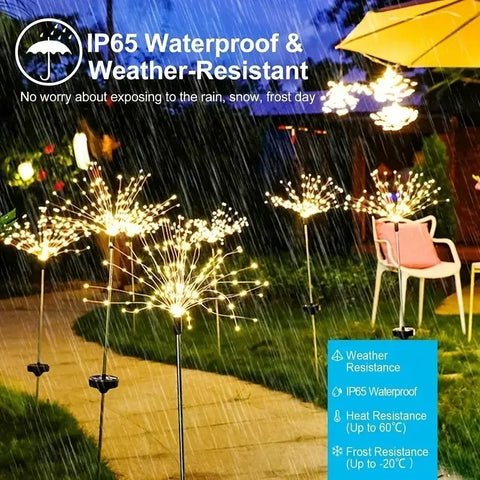 200 LED Solar Fireworks Lights - Outdoor Waterproof with Remote
