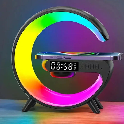 Wireless Charger Stand with RGB Light, Alarm, and Speaker