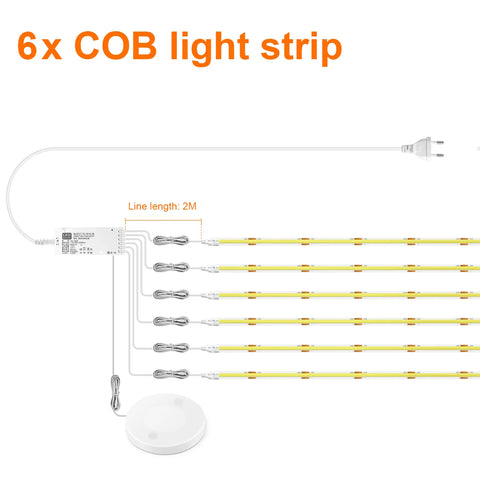 Dimmable COB LED Strip Light with Touch Sensor for Cabinets & Closets