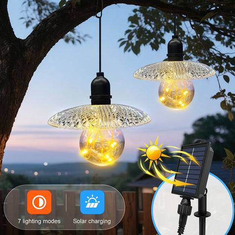Solar Night Light Bulb: 7 Modes, Warm White, for Outdoor & Indoor Use.