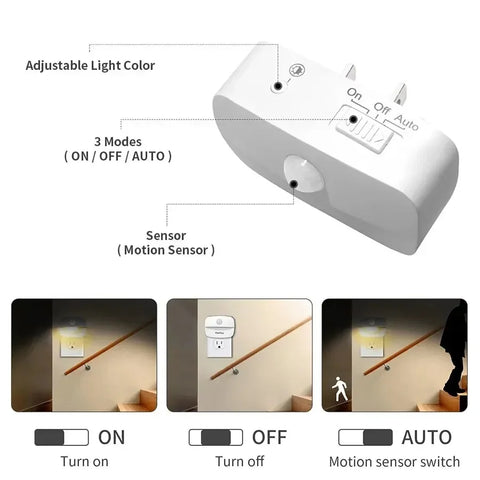 LED Motion Sensor Night Light | Dimmable Wall Lamp for Bedroom & Hallway