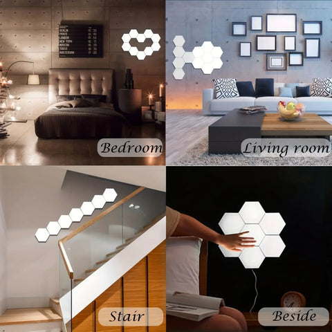 Hexagonal Touch LED Wall Lights 6-Pack - Neutral White Night Light