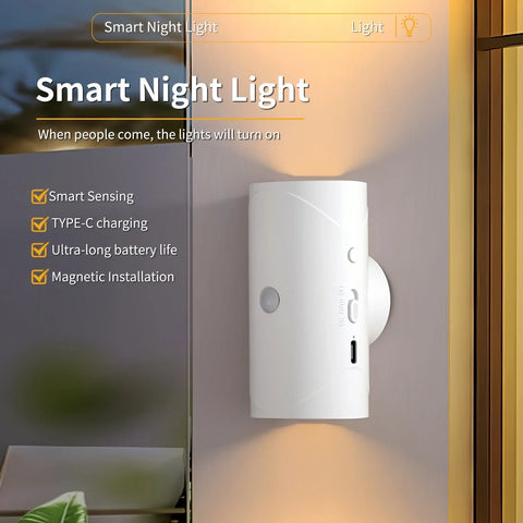 Luz Noturna LED Recarregável com Sensor | Magnética | 3 Modos