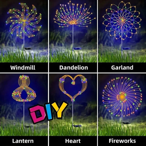 200 LED Solar Fireworks Lights - Outdoor Waterproof with Remote