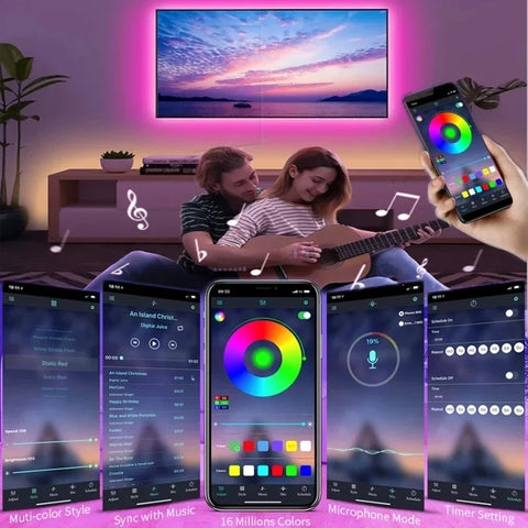 RGB LED Strip Lights with WiFi & Bluetooth Control