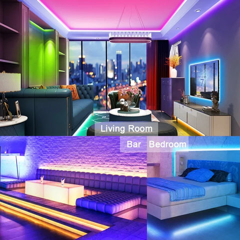 5M LED Strip Lights: RGB, White, Warm | Waterproof 12V SMD2835 for Room Decor