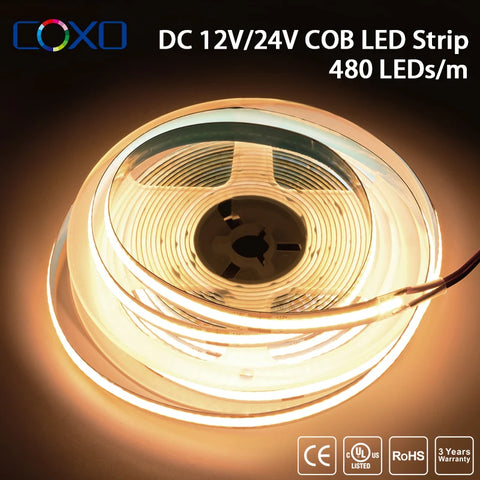 UL Listed COB LED Strip: Bright, High Density 12V/24V Lights
