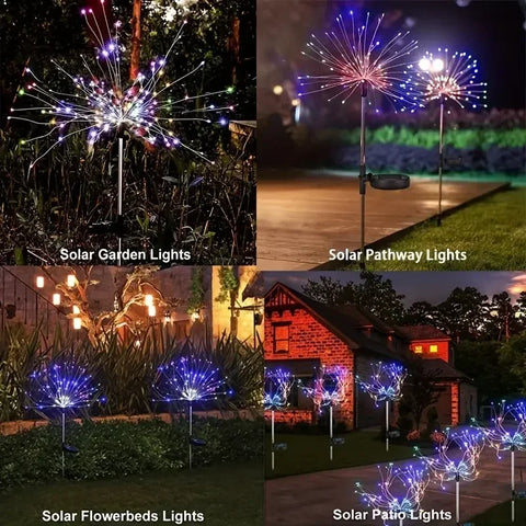 200 LED Solar Fireworks Lights - Outdoor Waterproof with Remote