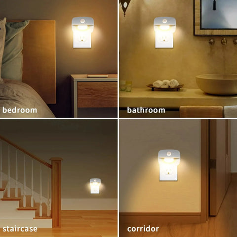 LED Motion Sensor Night Light | Dimmable Wall Lamp for Bedroom & Hallway