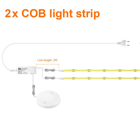 Dimmable COB LED Strip Light with Touch Sensor for Cabinets & Closets