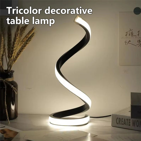 LED Spiral Table Lamp - Dimmable Bedside & Night Light