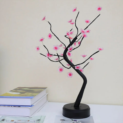 Cherry Blossom LED Tree Lamp - USB/Battery Powered Desktop Light