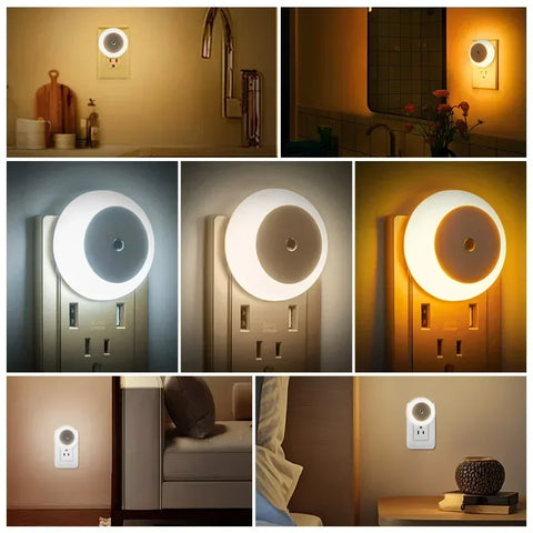 LED Night Light with Dusk to Dawn Sensor | Indoor Wall Lamp for Bedroom, Bathroom, Hallway