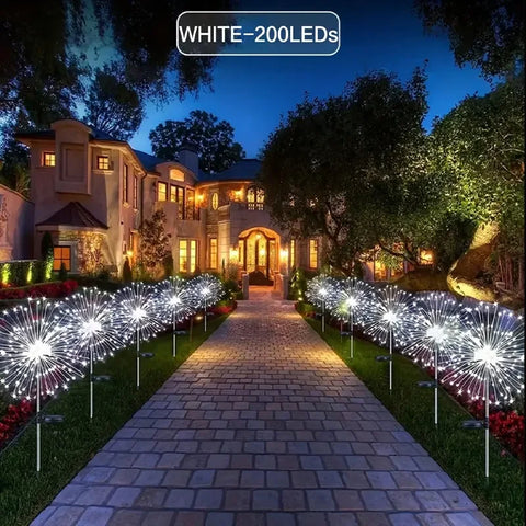 200 LED Solar Fireworks Lights - Outdoor Waterproof with Remote