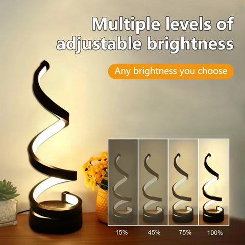 LED Spiral Table Lamp - Dimmable Bedside & Night Light