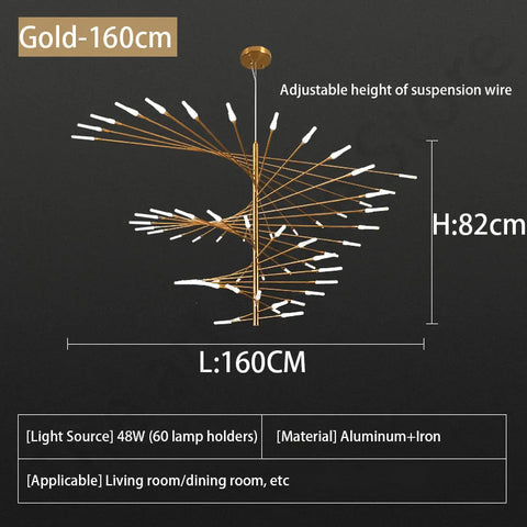 Luxury LED Fireworks Ceiling Light | Dimmable Modern Pendant for Living Room