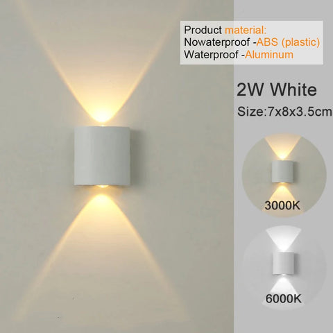White LED Wall Sconces - Modern Indoor/Outdoor Up Down Lights