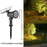 9 LED Solar Spotlights | Outdoor Waterproof Lighting
