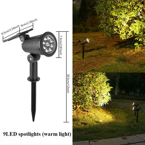 9 LED Solar Spotlights | Outdoor Waterproof Lighting