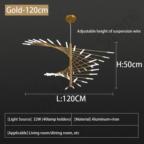 Luxury LED Fireworks Ceiling Light | Dimmable Modern Pendant for Living Room