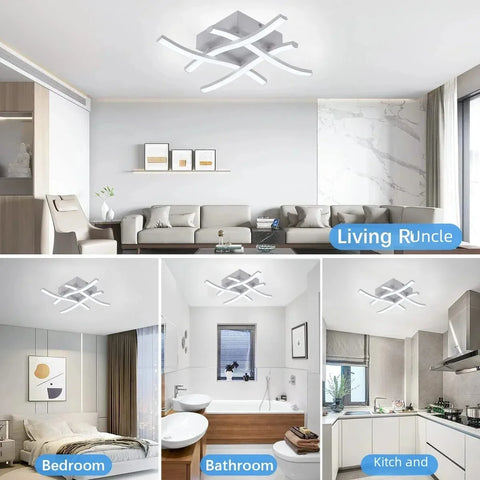 Modern LED Ceiling Lamp - Curved Chandelier for Bedroom & Living Room