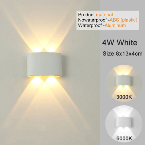 White LED Wall Sconces - Modern Indoor/Outdoor Up Down Lights