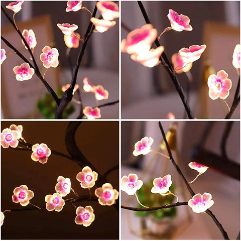 Cherry Blossom LED Tree Lamp - USB/Battery Powered Desktop Light