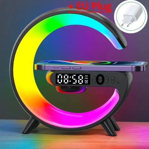 Wireless Charger Stand with RGB Light, Alarm, and Speaker