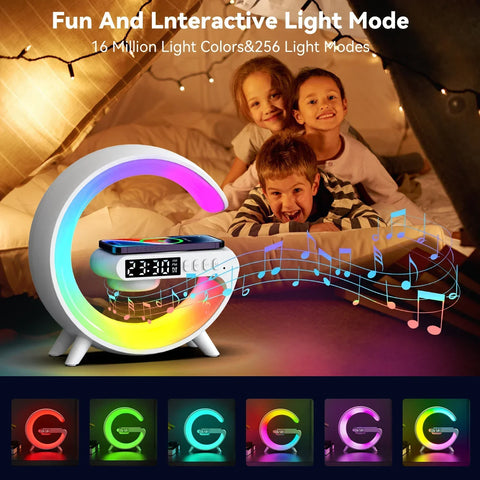Wireless Charger Stand with RGB Light, Alarm, and Speaker