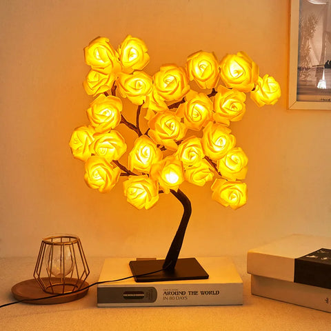 LED Rose Tree Table Lamp | USB Fairy Light for Christmas, Wedding & Home