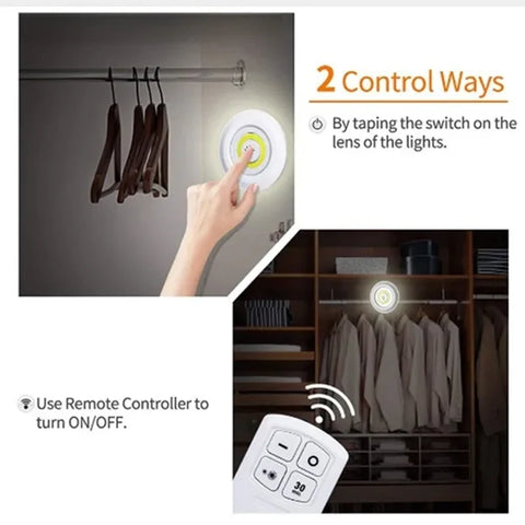 Battery LED Under Cabinet Lighting | Dimmable, Remote | Closet, Wardrobe, Bathroom