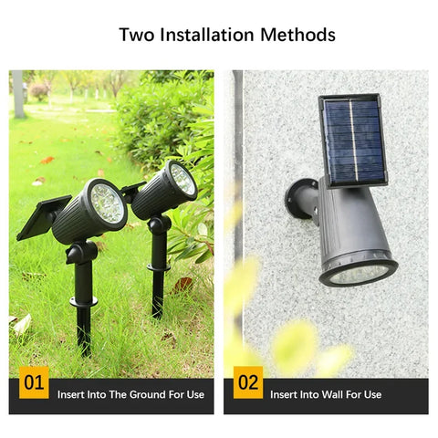 9 LED Solar Spotlights | Outdoor Waterproof Lighting