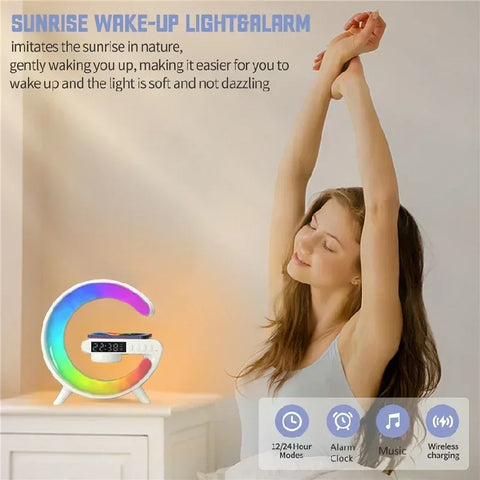 Wireless Charger Stand with RGB Light, Alarm, and Speaker