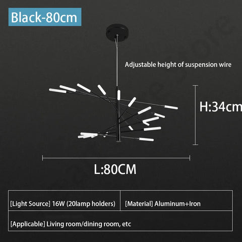 Luxury LED Fireworks Ceiling Light | Dimmable Modern Pendant for Living Room