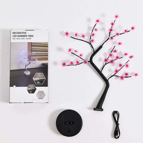 Cherry Blossom LED Tree Lamp - USB/Battery Powered Desktop Light