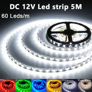 5M LED Strip Lights: RGB, White, Warm | Waterproof 12V SMD2835 for Room Decor