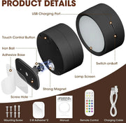 Magnetic LED Wall Light – Rechargeable, Dimmable, 360° Rotation