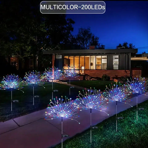 200 LED Solar Fireworks Lights - Outdoor Waterproof with Remote