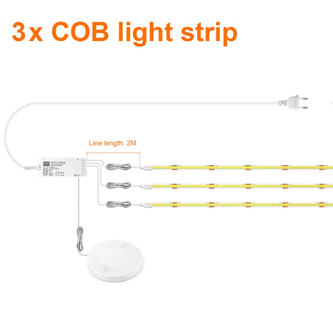 Dimmable COB LED Strip Light with Touch Sensor for Cabinets & Closets