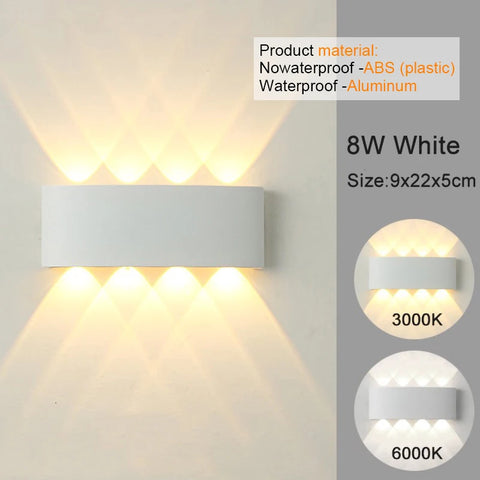 White LED Wall Sconces - Modern Indoor/Outdoor Up Down Lights