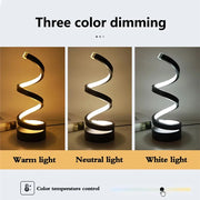 LED Spiral Table Lamp - Dimmable Bedside & Night Light