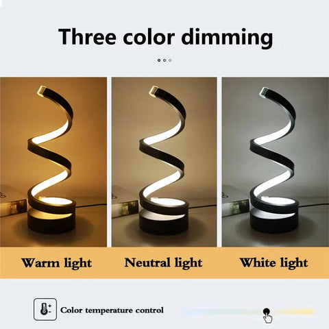 LED Spiral Table Lamp - Dimmable Bedside & Night Light