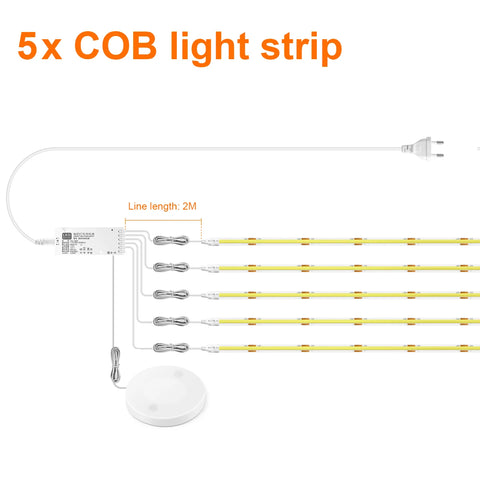 Dimmable COB LED Strip Light with Touch Sensor for Cabinets & Closets