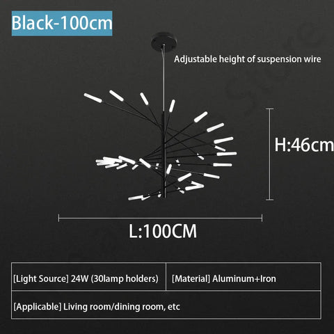 Luxury LED Fireworks Ceiling Light | Dimmable Modern Pendant for Living Room