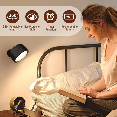 Magnetic LED Wall Light – Rechargeable, Dimmable, 360° Rotation