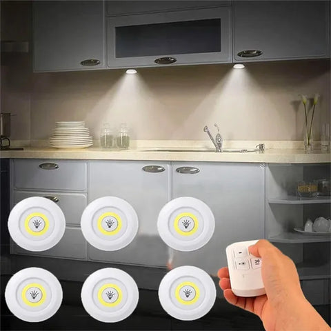 Battery LED Under Cabinet Lighting | Dimmable, Remote | Closet, Wardrobe, Bathroom