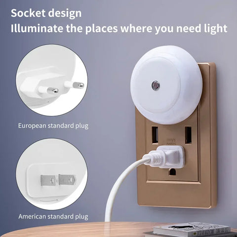 LED Night Light with Dusk to Dawn Sensor | Indoor Wall Lamp for Bedroom, Bathroom, Hallway