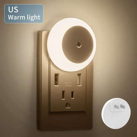 LED Night Light with Dusk to Dawn Sensor | Indoor Wall Lamp for Bedroom, Bathroom, Hallway