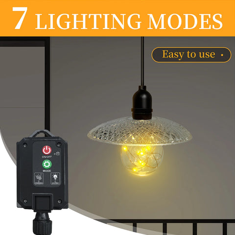 Solar Night Light Bulb: 7 Modes, Warm White, for Outdoor & Indoor Use.